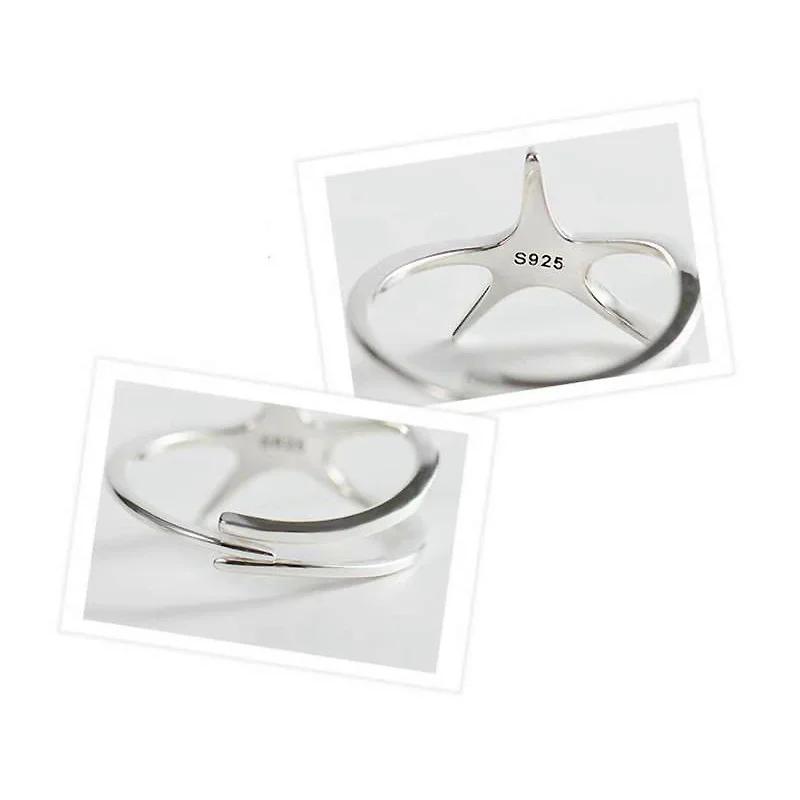 AngLang-Bagues Réglables en Argent Sterling 925 Pur, Étoile de Mer, Or Blanc, Accessoires de Joaillerie Fine pour Femme, YRI069