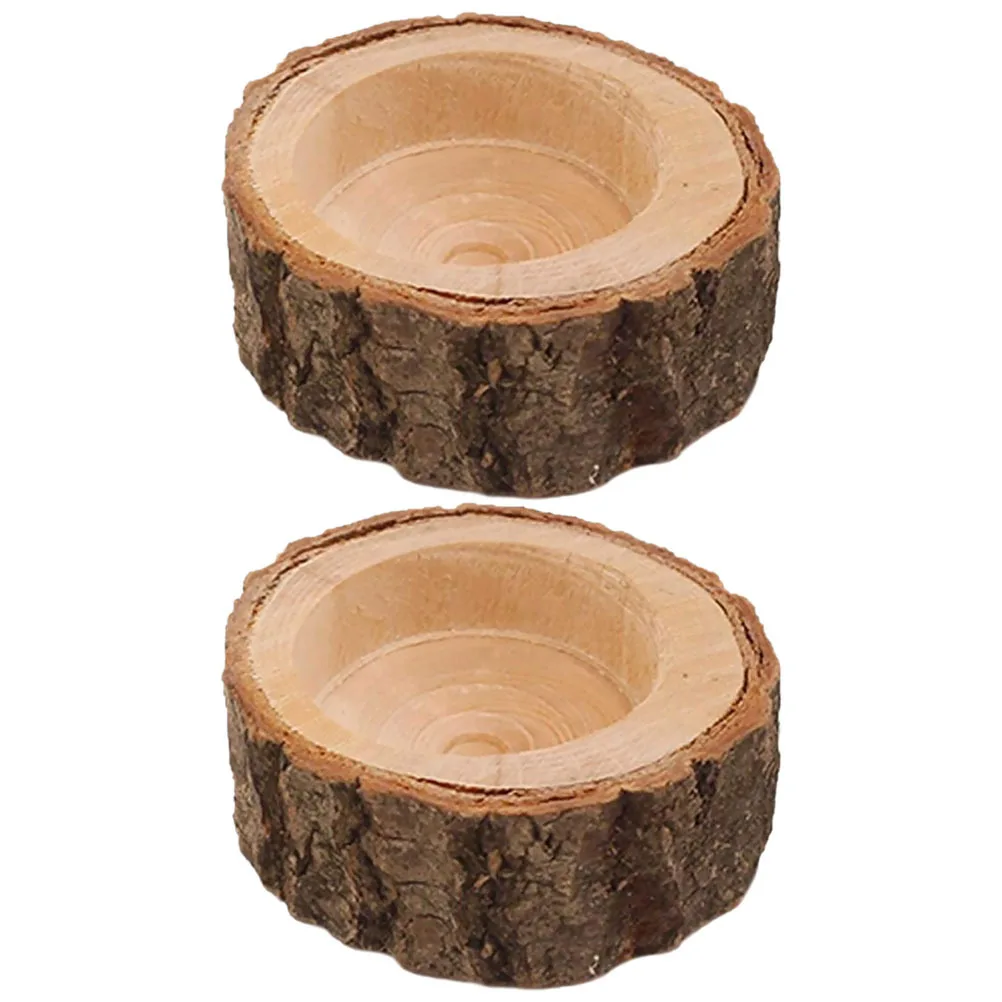 

2Pcs Wooden Votive Holders Natural Wood Tealight Stands for Wedding Table Centerpieces Home Decor