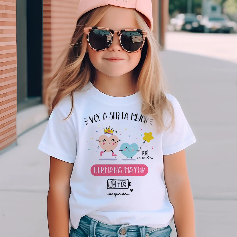 

I'm Being Promoted To Big Sister T-shirt Baby Announcement T Shirt Kids Spanish Print Tee Girl Tops Children Tops Summer Clothes