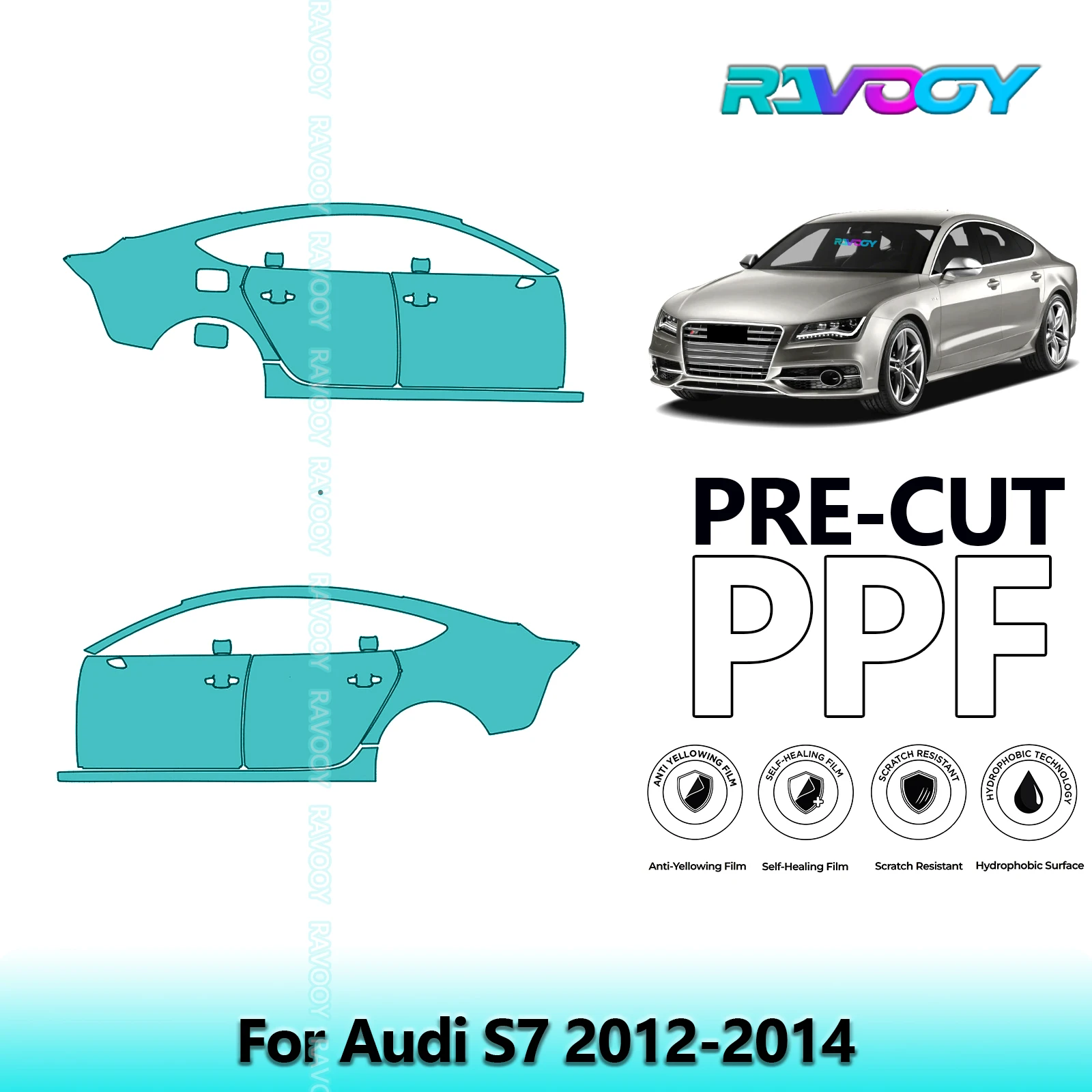 

For Audi S7 2012-2014 8.5mil Clear Matte Pre-Cut PPF Door & A/B Pillar Kit TPU Paint Protection Film Set