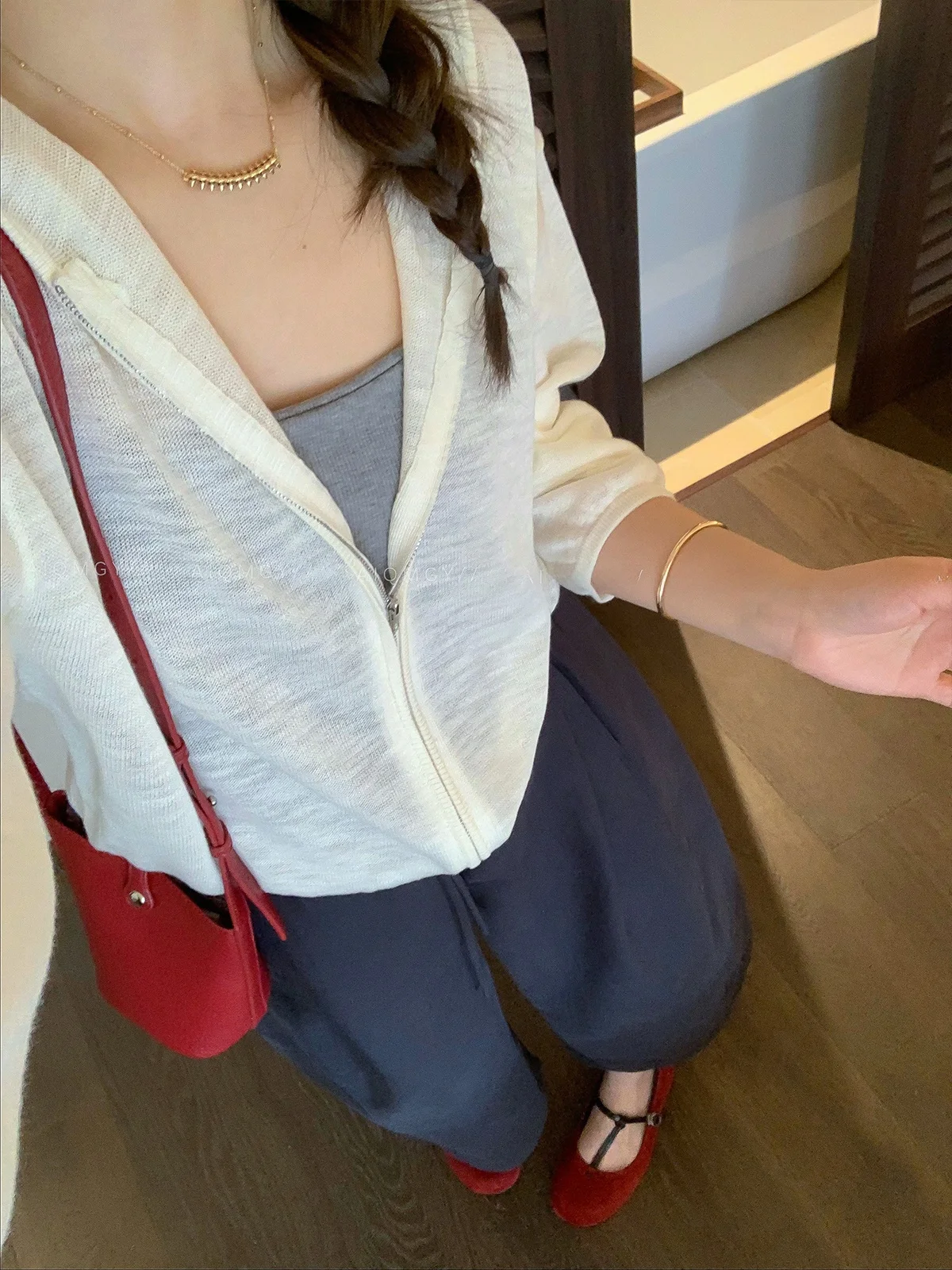 

Love Devil Fish Women's Long Sleeve Zipper Knitted Open Cardigan Spring 2026 Loose Slimming Top Comfortable Korean Style