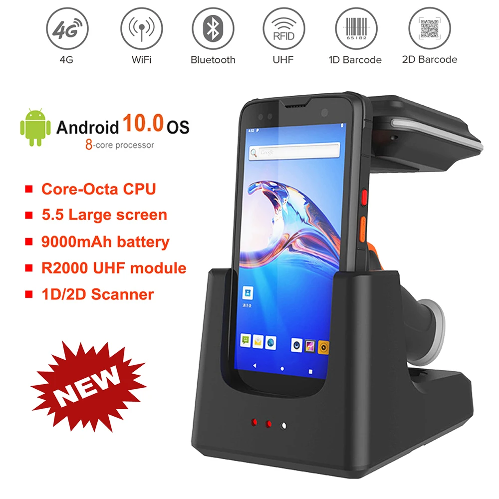 

Android Rugged PDA Barcode Scanner Ultra Long UHF RFID Reader 4GRAM 64 ROM Warehouse Inventory Data Collector RX6100