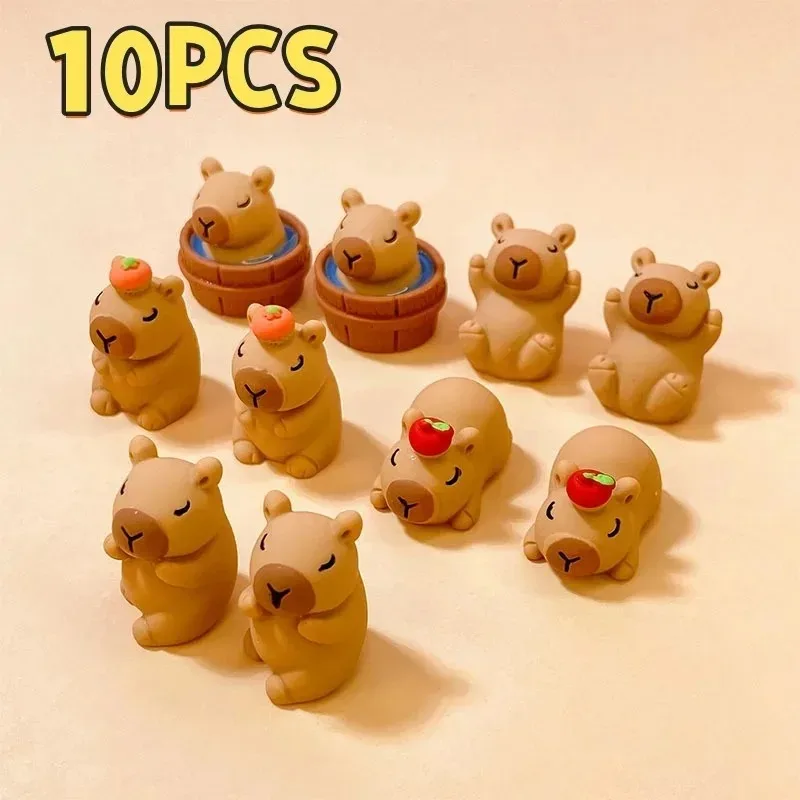 Mini Capybara Resin Miniature Figurine Resin DIY Accessories Desktop Small Ornaments Homemade Car Decoration Figurines