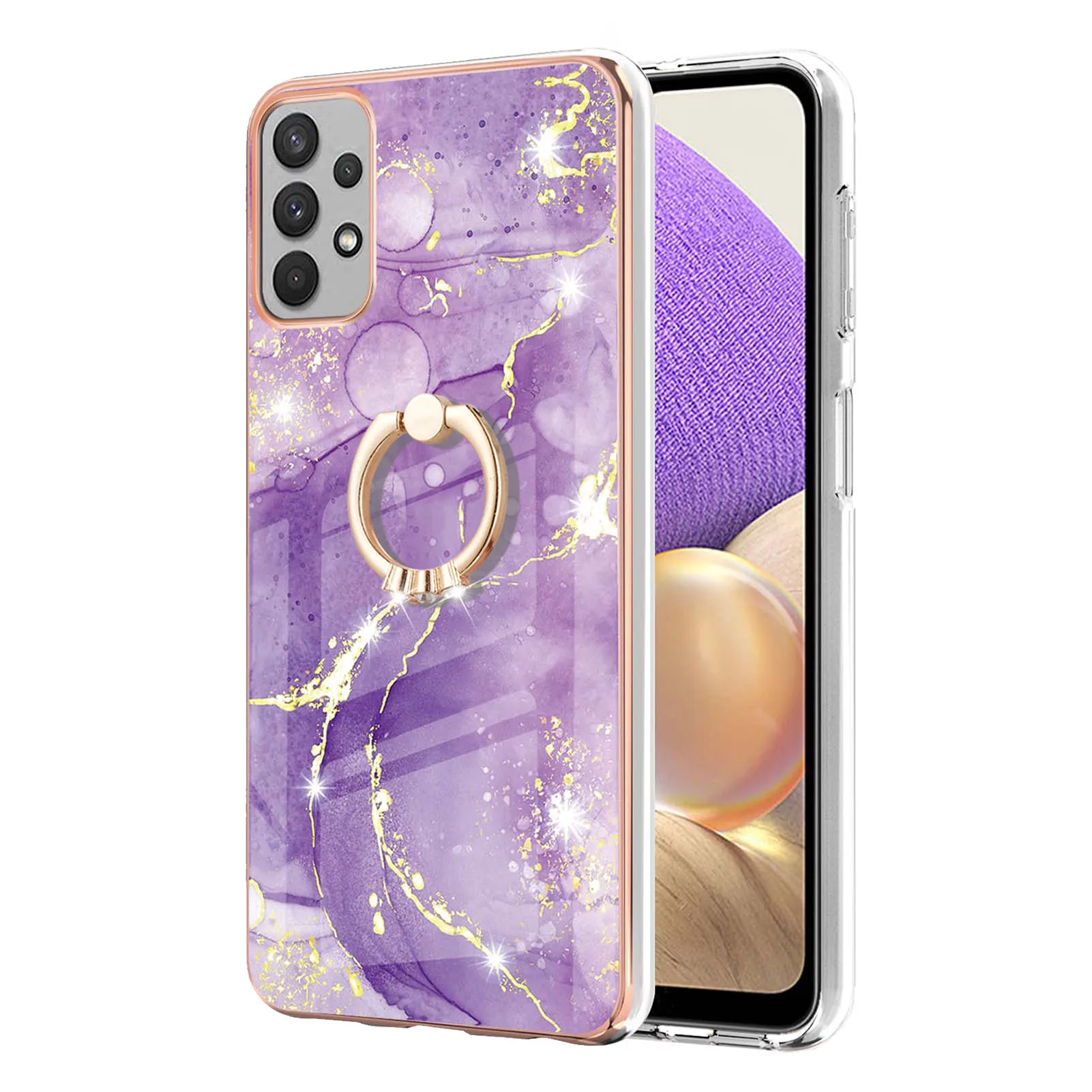 360 Rotating Ring Holder Case For Samsung Galaxy A54 A34 A24 A14 A52 A53 A55 A35 A15 A25 Stand Marble IMD Armor Shockproof Cover