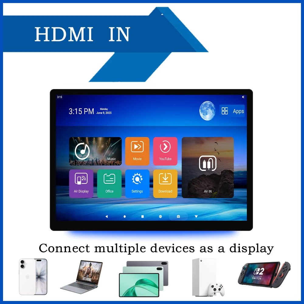 KANOR 135 Inch 1920x1080 Resolution Core CPU 4GB RAM 64GB ROM Rear Seat Entertainment Video with WiFi USB SD FM