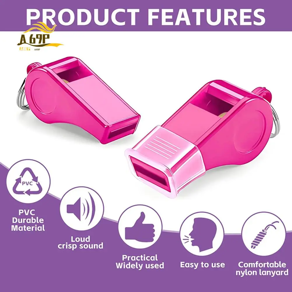 A69P-12 Pack Whistles With Mouthpiece, Sport Whistles With Lanyard For Coaches, Referees And Officials, Loud Crisp Sound