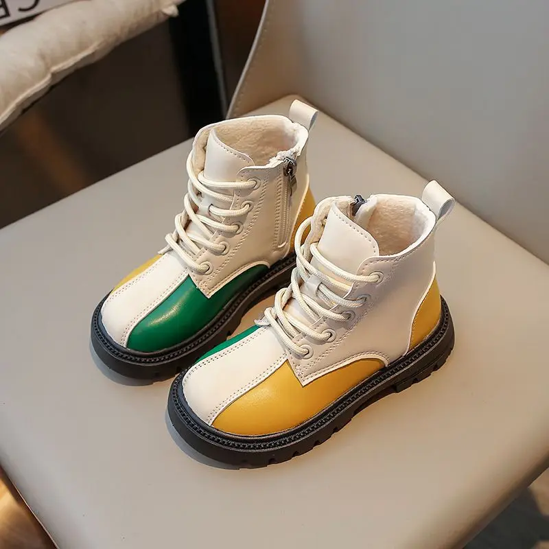 

Girls Non Slip Soft Sole Winter Boots 2025 New Style Patchwork Children's Short Boots for Girls Autumn Winter Kids Footwear​