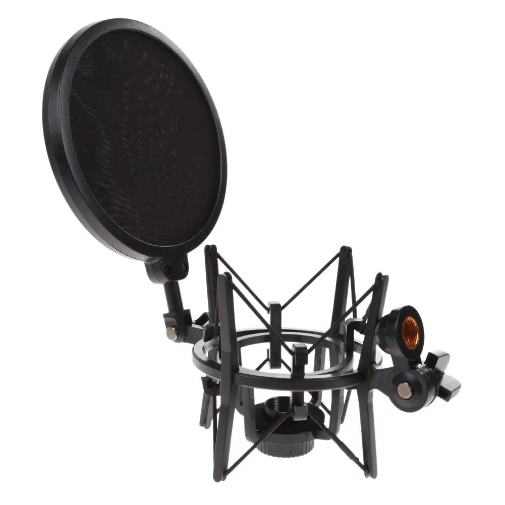 Professional Microphone Mic Shock Mount with Shield Articulating Head Holder Stand Bracket for Studio Broadcast