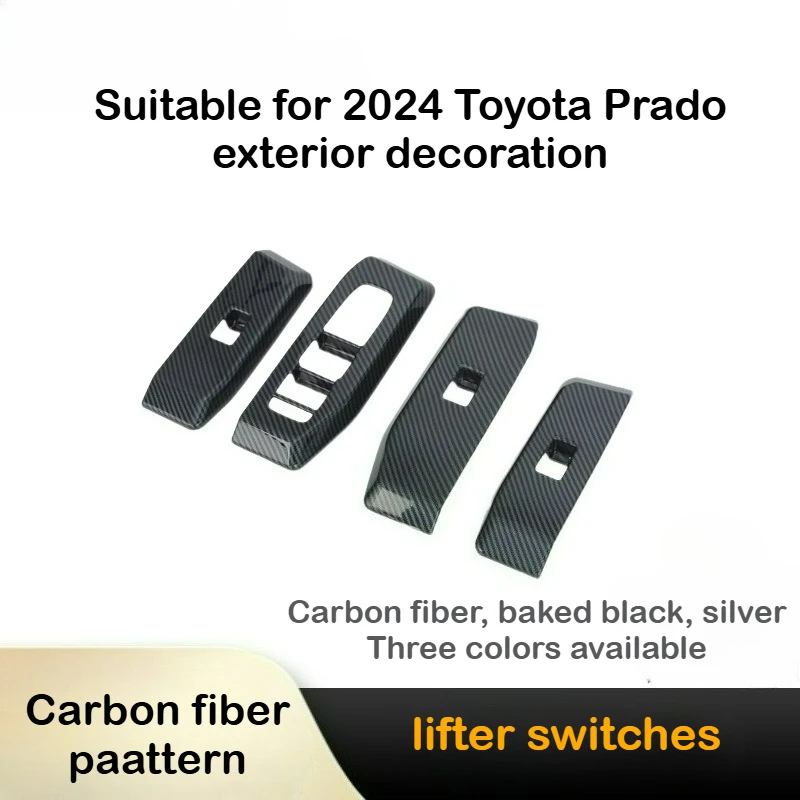 

For 2024 Toyota Prado Glass Switch Lift Button Frame Modification Accessories Inner Armrest Interior Decoration