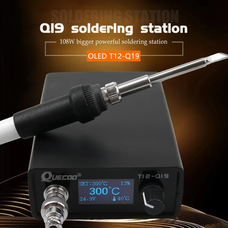 

Professional T12 Soldering Iron Station Fast Heating 1.3'' OLED Display, Portable AC/DC Electronic Welder with iron Tips