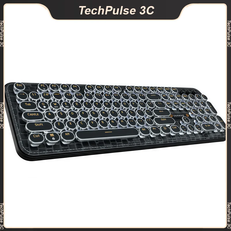 104 Keys Retro Punk Electroplated Knob Light Wired Mechanical Keyboard Plug Out Green Axis Computer Game Electroplated Keycap