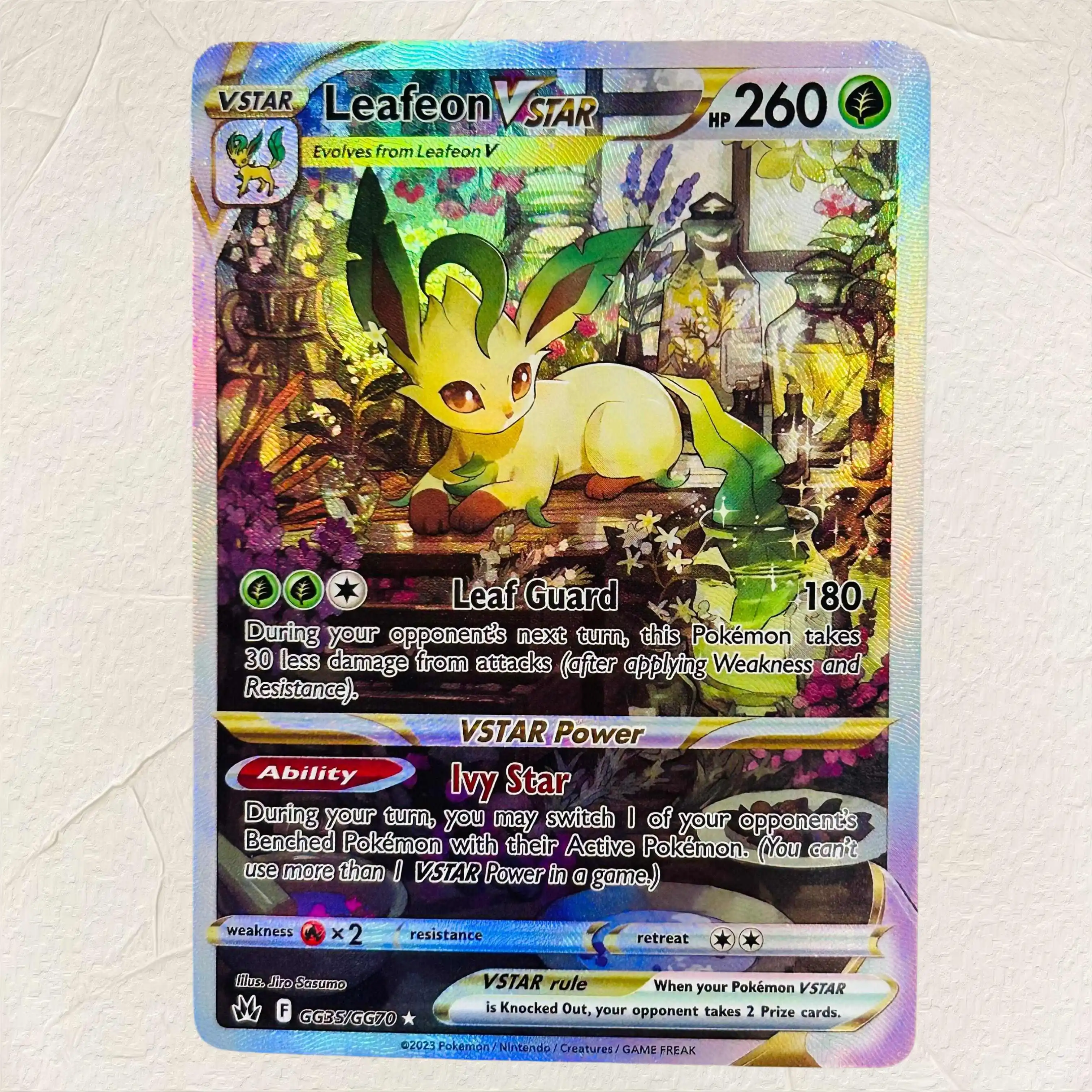 

DIY Pokemon Leafeon VSTAR GG35/GG70 Holographic Texture Cards English Version Perfect Condition Classic Anime Collectible TCG