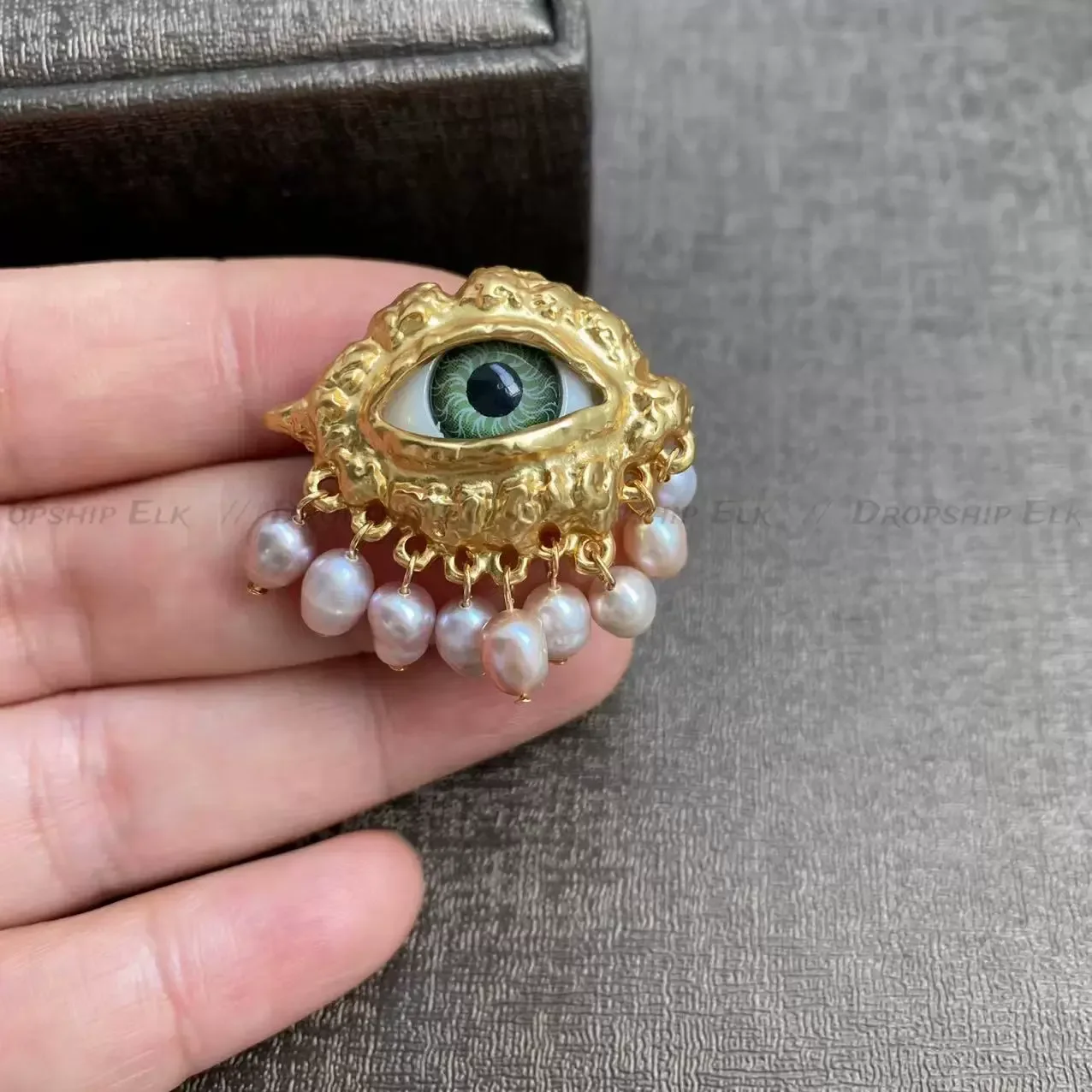 미적 빈티지 악마의 눈 반지 Tassels 모방 진주 유약 반지 유행 섬세한 오프닝 손가락 반지 파티 호의