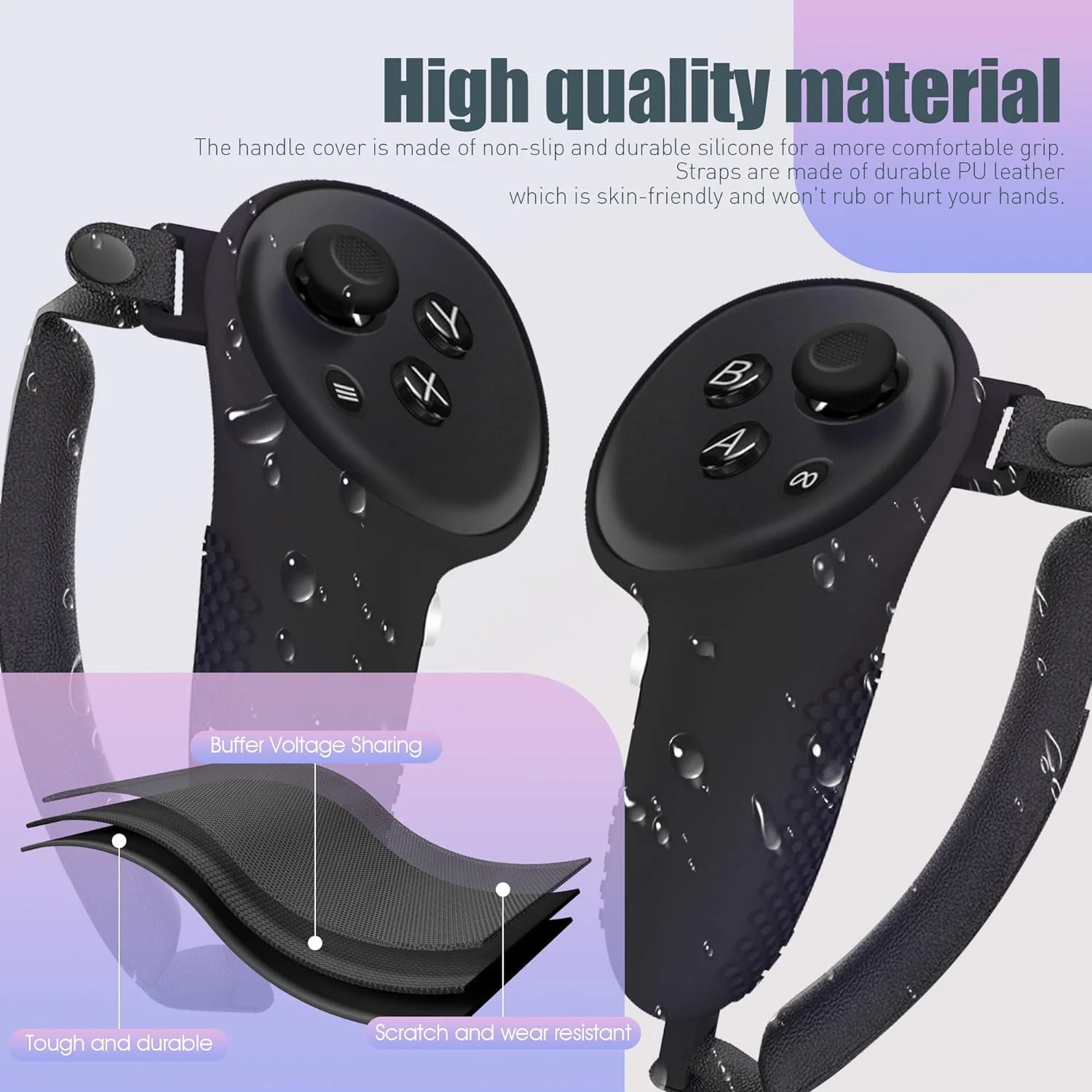 Juste de protection en silicone pour contrôleur Meta Quest 3 VR, étui à poignée avec sangles, antichoc, accessoires, 1 paire