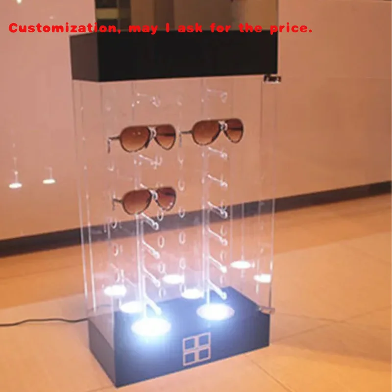 

На заказ. Напольные светодиодные акриловые очки, полка для дисплея, стойка для солнцезащитных очков, витрина, подставка для шкафа
