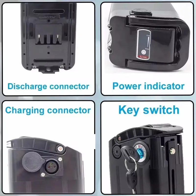Batterie Silverfish Lithium-ion Avec Chargeur, 48V, 17Ah, 20Ah,15Ah  1000W, 750W, 36V