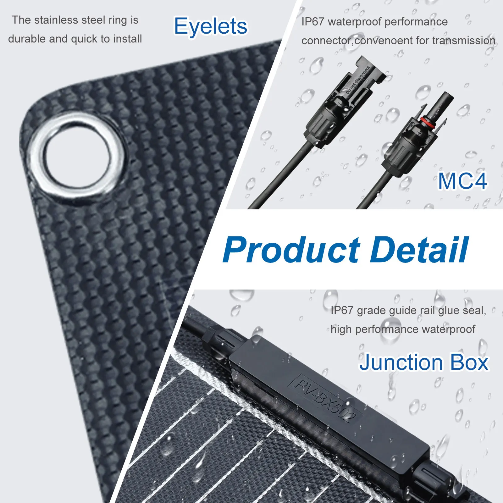 ETFE لوحة شمسية مرنة 100 واط 200 واط 300 واط 12 فولت 24 فولت وحدة كهروضوئية أحادية البلورية