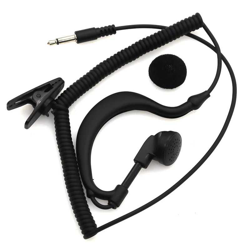 3.5mm G-Hook Interphone Earpiece Earphone Walkie Talkie Single Ear Headphone 1 Pin for Motorola/ICOM Bar