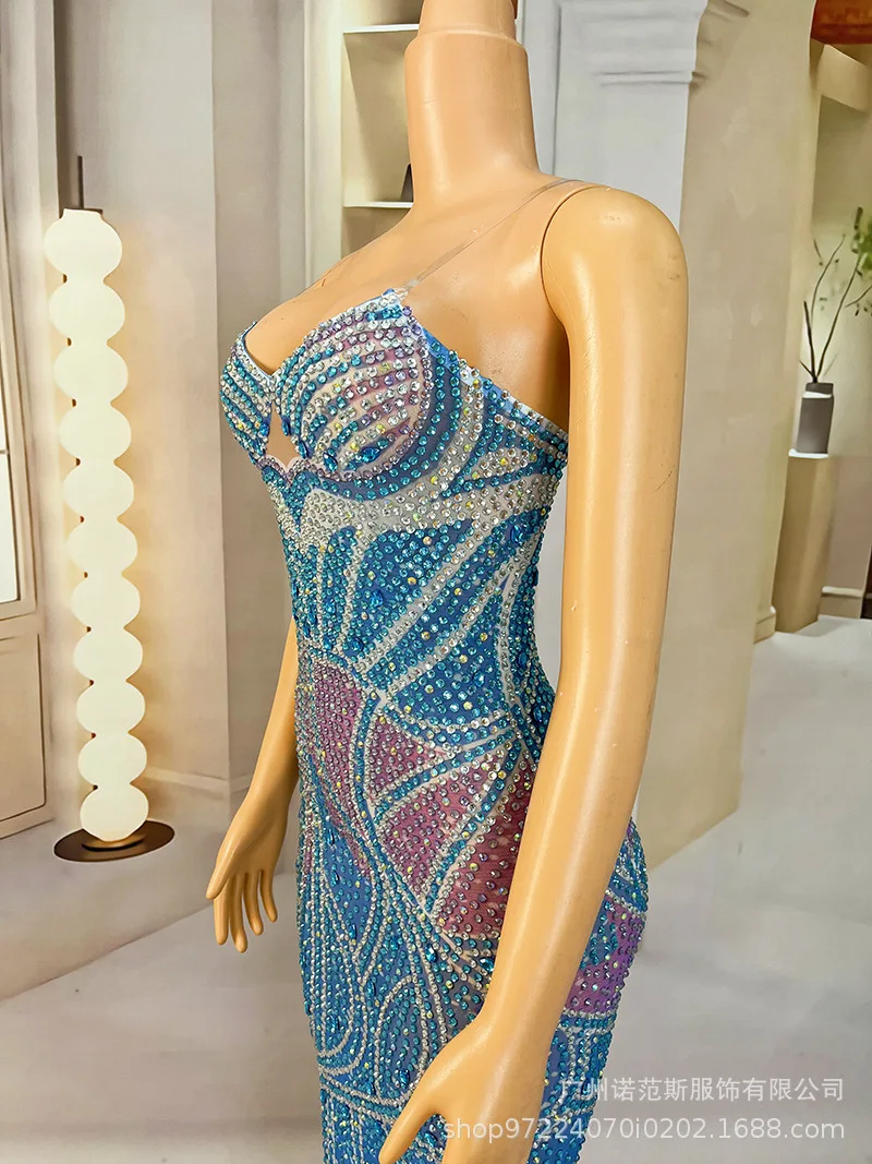 2025indigo Wit Prachtige Veelzijdige Verjaardag Diner Licht Luxe Avond Zeemeermin Prestatiekleding Zanger Prestatiekleding