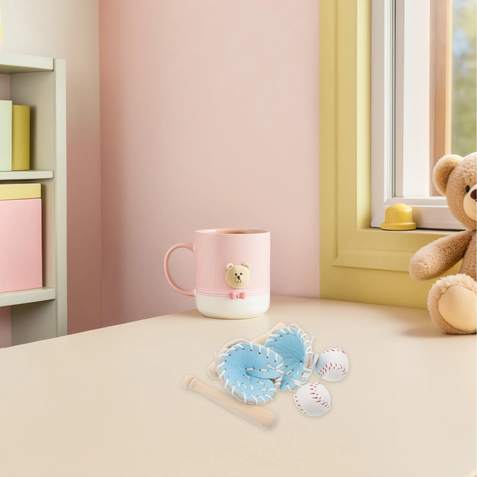 

2Sets Mini Baseball Set Compact Portable for Kids Beginners Training Backyard Park Fun Includes Bat Glove Ball for Fairy Garden