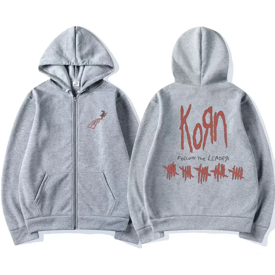 Korn Rock Band Follow The Leader Zipper Hoodie Men Hip Hop Vintage
