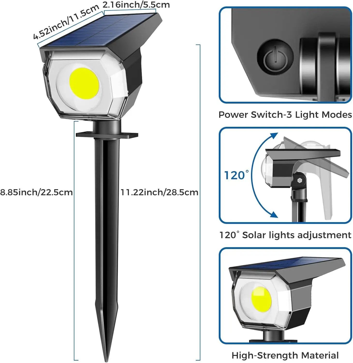 6 عبوات من مصابيح الطاقة الشمسية، مصابيح خارجية مقاومة للماء بثلاثة أوضاع للأشجار والحديقة والممر #6