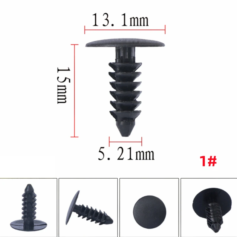 20Pcs For 5mm 6mm 7mm 8mm Universal Trim Panel Clip Plastic Screw Fasteners Auto Roof Tailgate Lining Rivet
