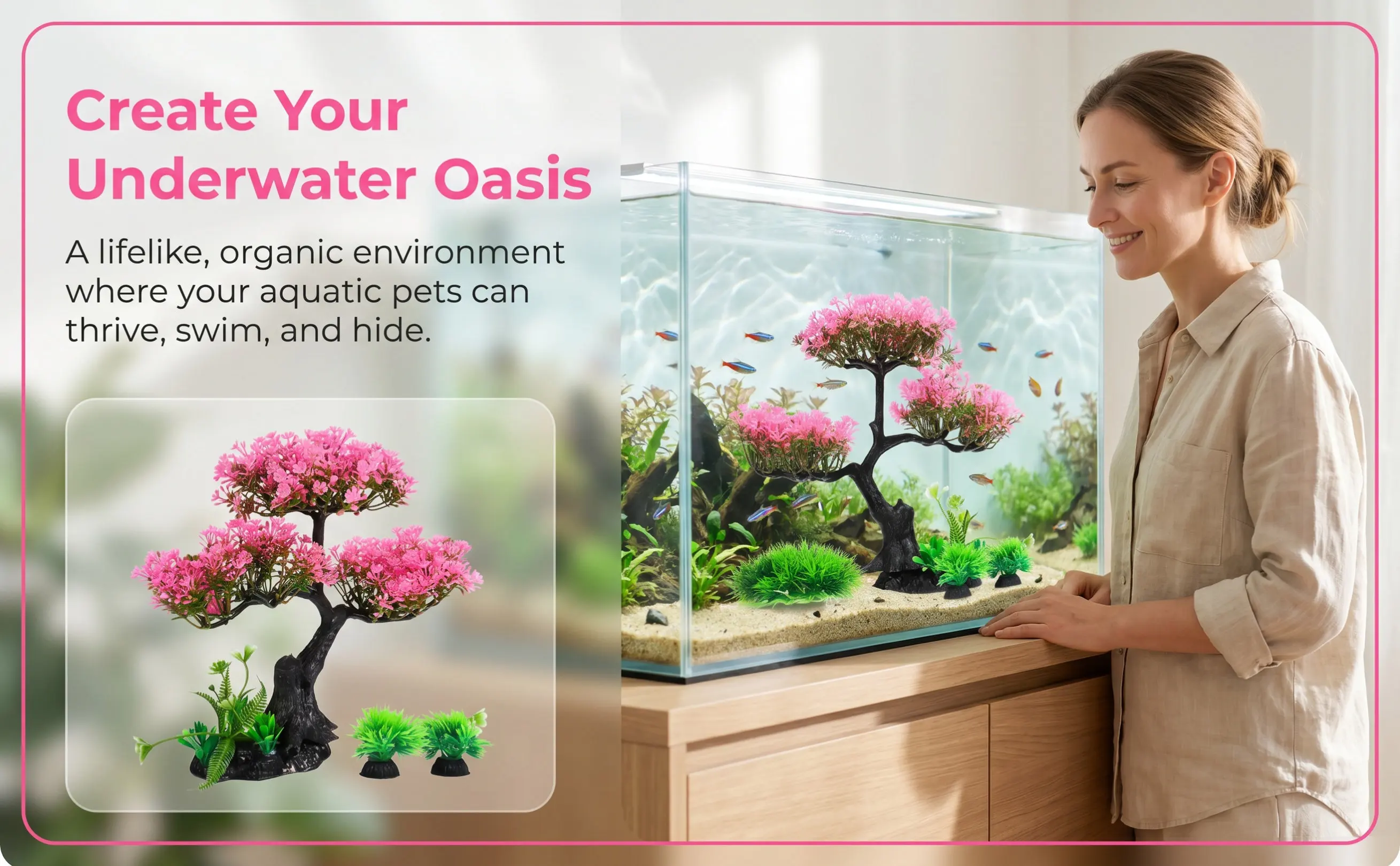 Aquarium Fish Variety - 1세트, 실제와 흡사한 수족관 식물, 플라스틱