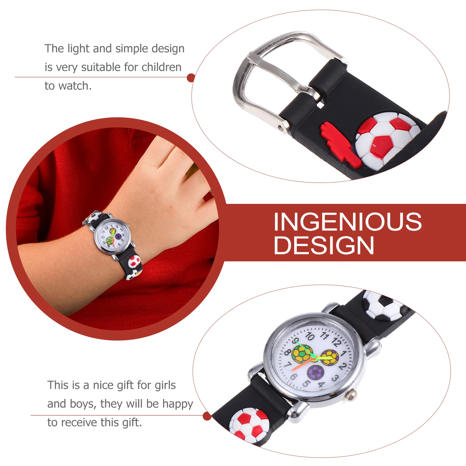 

Cartoon Soccer Watch Kids Wristwatch Durable Plastic Material Simple Design Children Watches Cartoon Watch Gifts