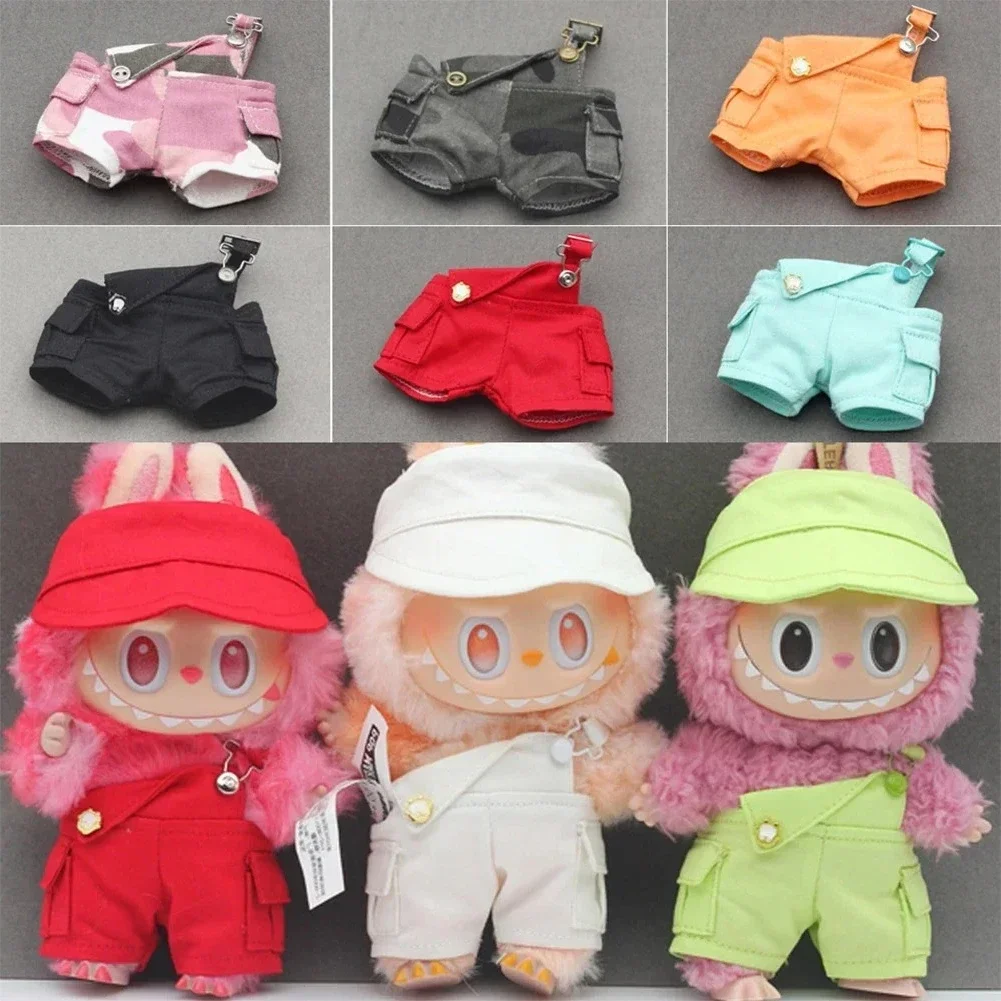 For 17cm Labubu Doll Clothes Simple Outfit Bright Color Overalls Shorts Dolls Accessories Cute Decoration Clothes Kids Gifts