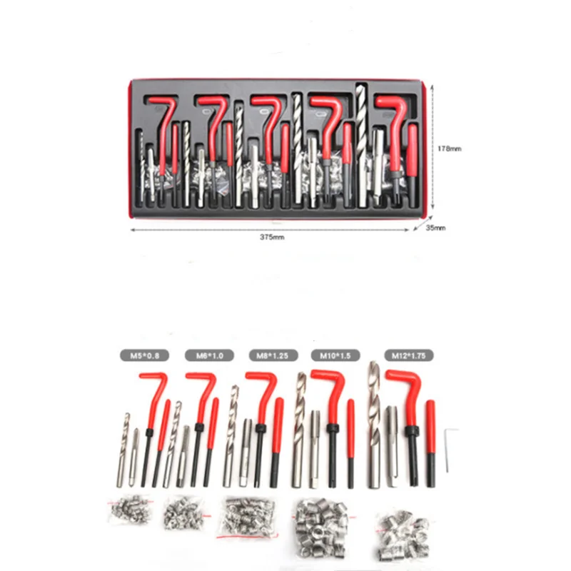 88/131pcs Thread Repair Kit M3 M4 M5 M6 M8 M10 M12 M14 Screw Thread Inserts For Restoring Damaged Threads Repair Tools Drill Bit