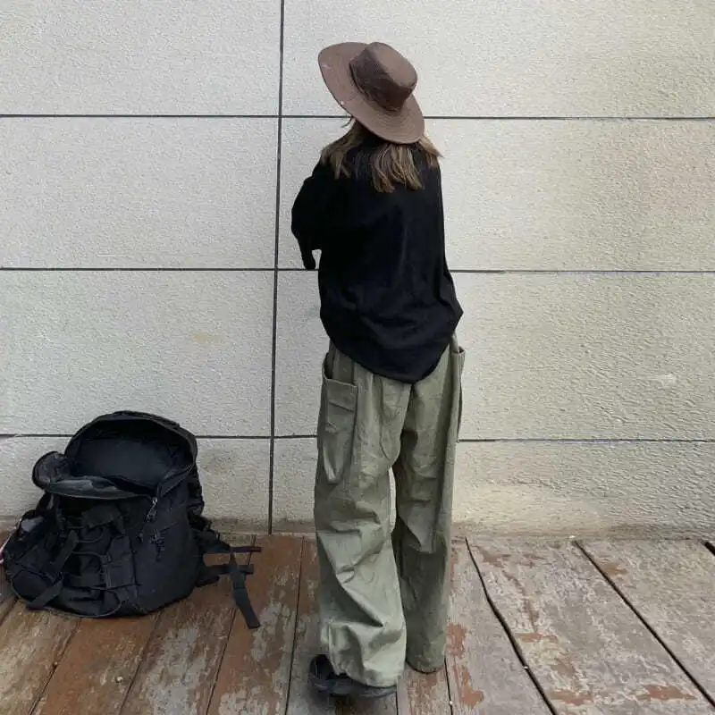 Streetwear White Baggy Pants Women Korean Fashion High Waist Cargo Pants Woman Casual Wide-leg Trousers Female
