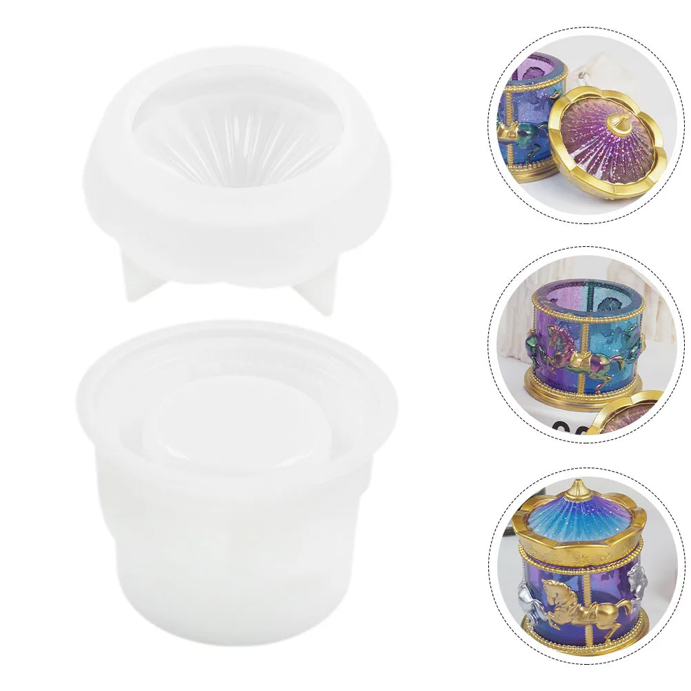 1 مجموعة صندوق تخزين دائري قالب لتقوم بها بنفسك سيليكون الايبوكسي صب مرنة قابلة لإعادة الاستخدام صياغة لوازم قوالب الايبوكسي لتقوم بها بنفسك قالب صندوق السيليكون