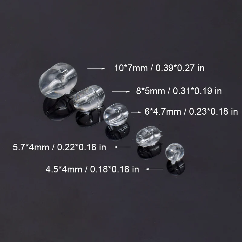 100 PCS Transparent Cross Hole Stop Beads, Line Divider for Sea Fishing Rig Tackle, Sizes 4.5mm 5.7mm 6mm 8mm 10mm