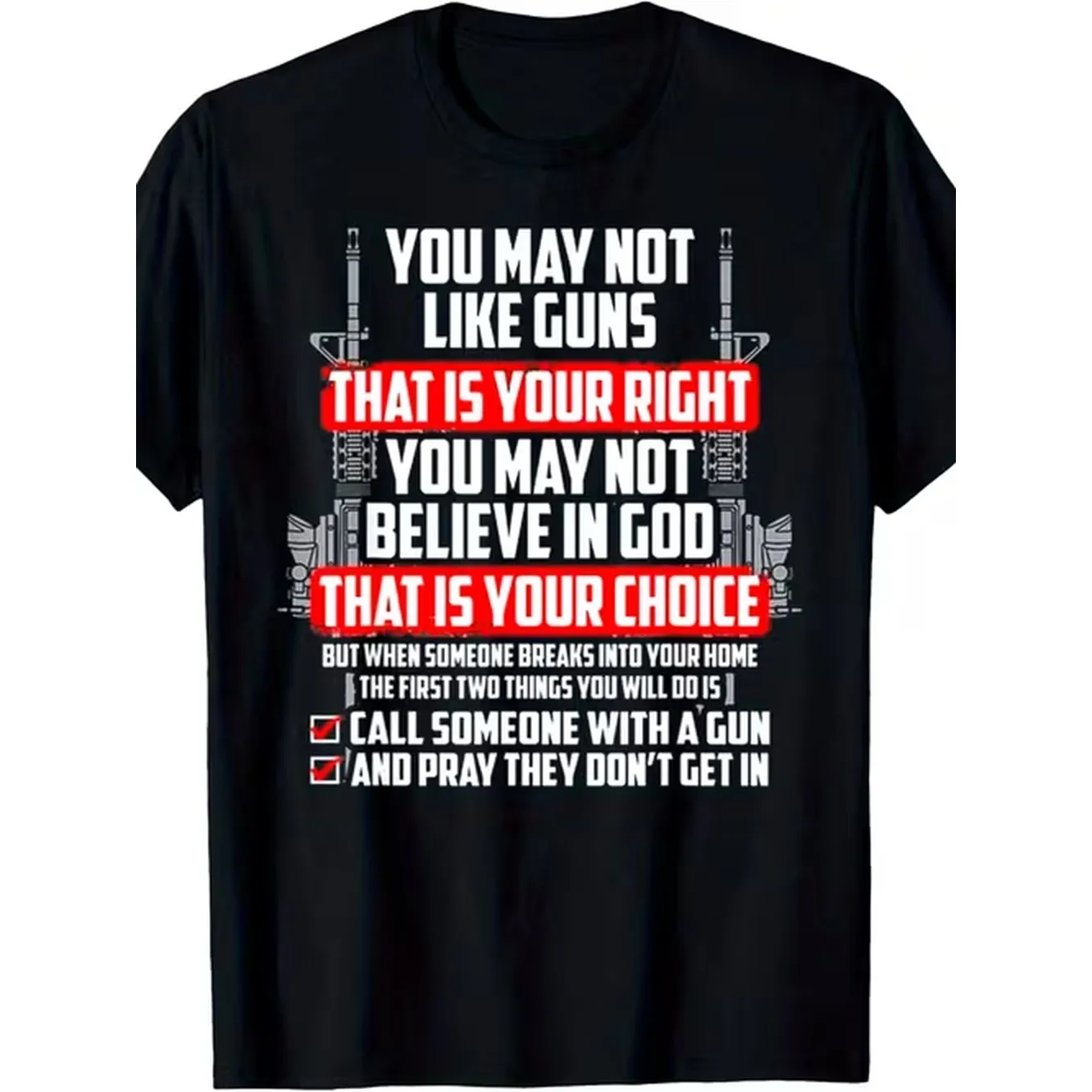 item picture statement t shirt may not like guns slogan loose fit round neck short sleeve casual top breathable machine washable gun suitable for casual attire