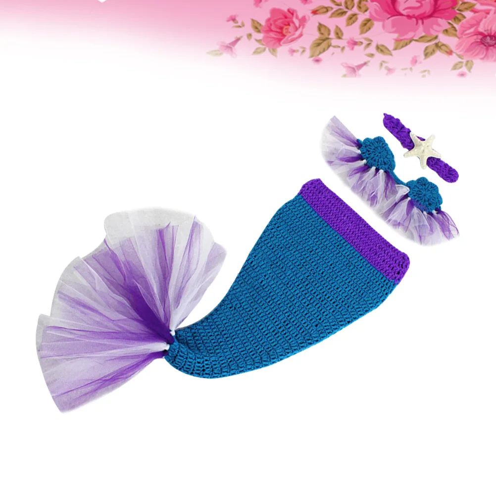 

1 комплект, реквизит для фотосессии для новорожденных, наряд с хвостом русалки, вязаный крючком детский костюм, набор для фотосъемки, реквизит для детской фотосессии