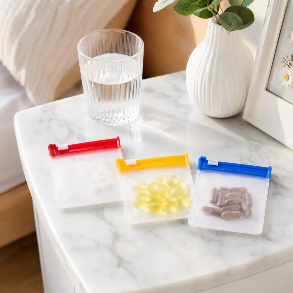 Leak-proof Medicine Bag Repackaging Pill Bags Waterproof Pill Organizer Pouch with Sliding Buckle Reusable Medicine Bags Set