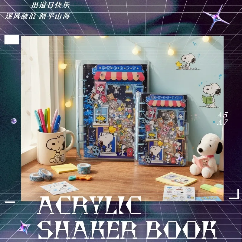 

Acrylic Shaker Book A5 A7 Snoopy‌ Creative Diary Handbook Collection Notes Stationery Loose-leaf Book Friend Exclusive DIY Gift