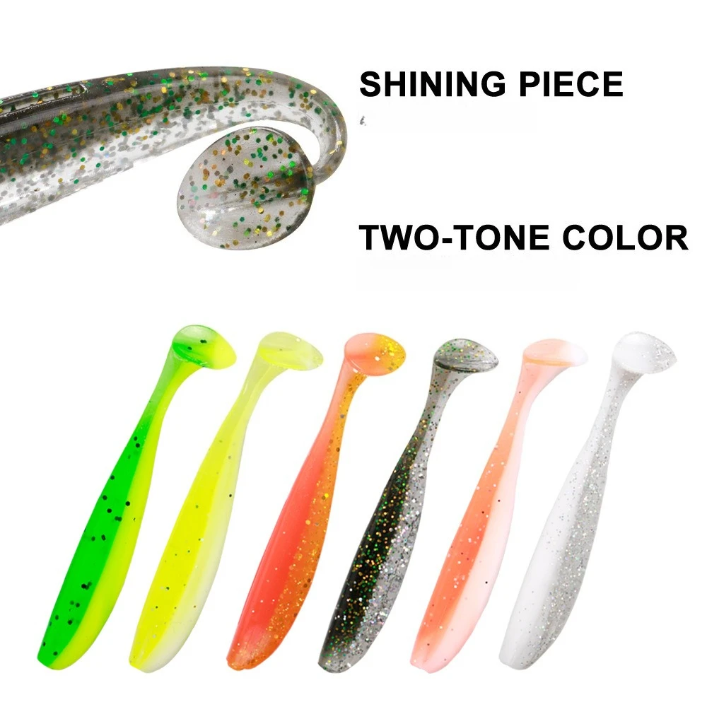 

20/40Pcs Dual Color T-Tail Soft Lure 5.5/6.5/7cm Soft Worm Artificial Bait Freshwater Saltwater Bass Fishing Tackle