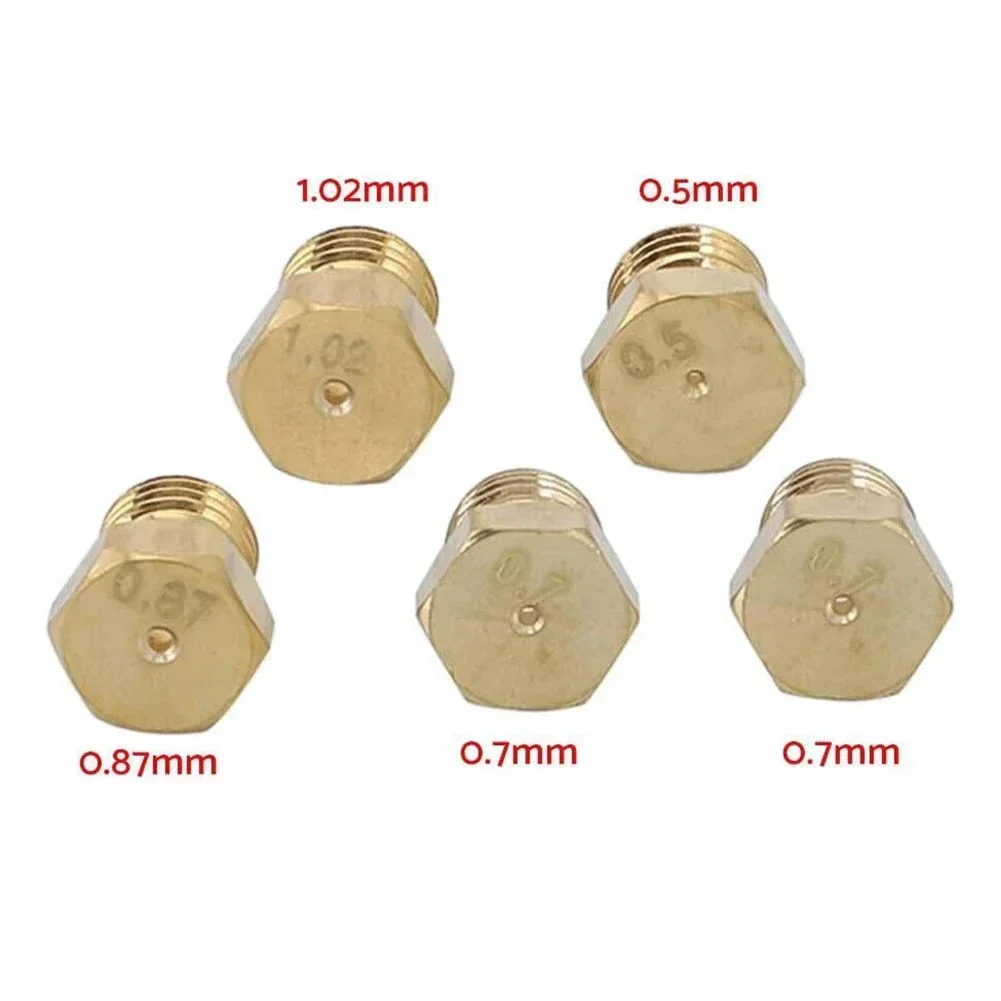 5pcs M6 LPG Gas Water Heater Nozzle Jet 0.5/0.7/0.87/1.02mm Universal Burner Gas Hob Injectors Propane