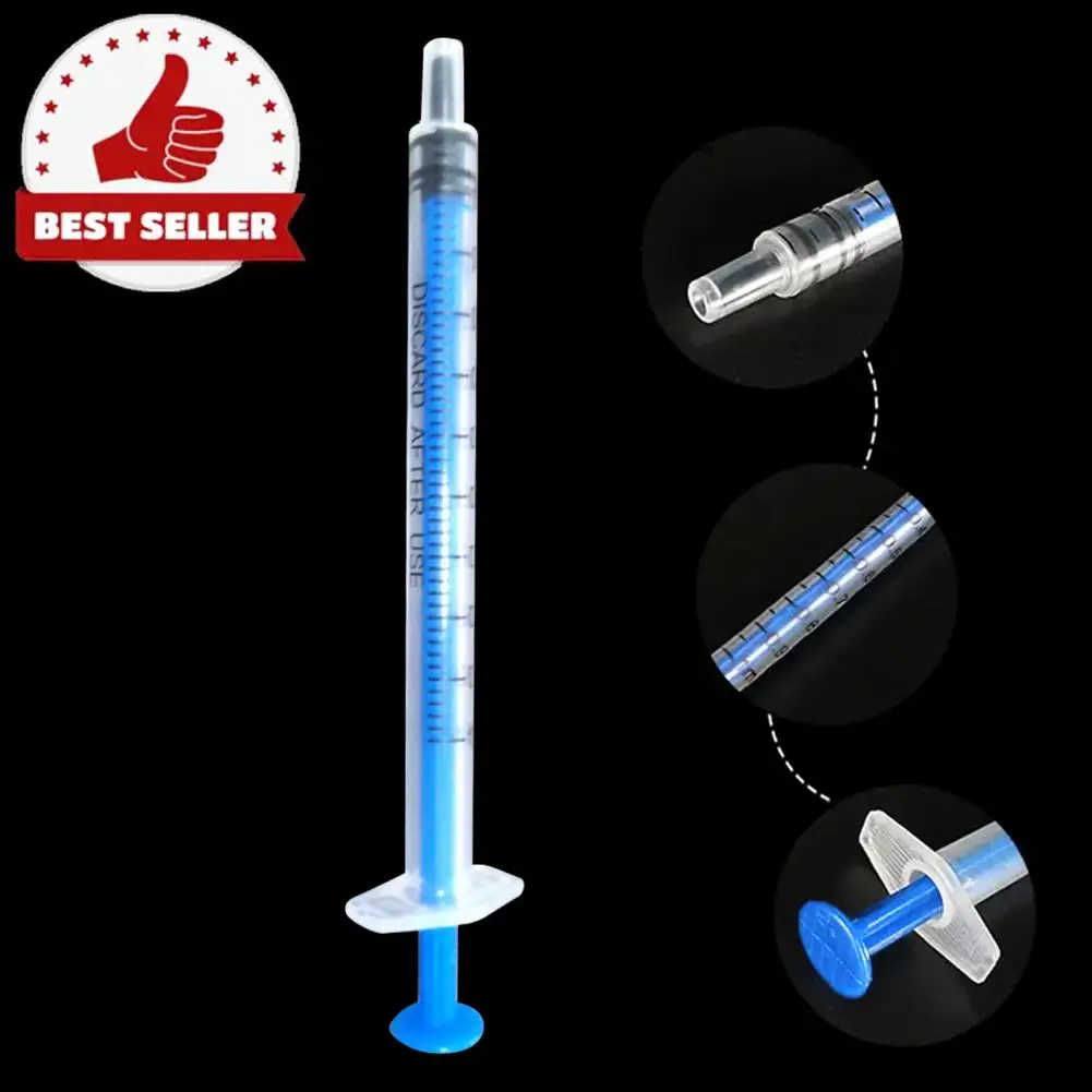 Seringa descartável de 1ml, boca reta, silicone, borracha nutritiva, seringa industrial, ferramenta de amostragem, rolha, hidrogo, n2r2, com 10 peças