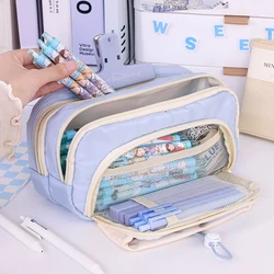 Trousse à crayons de grande capacité avec fermeture éclair pour fille, jolie proximité, fournitures scolaires