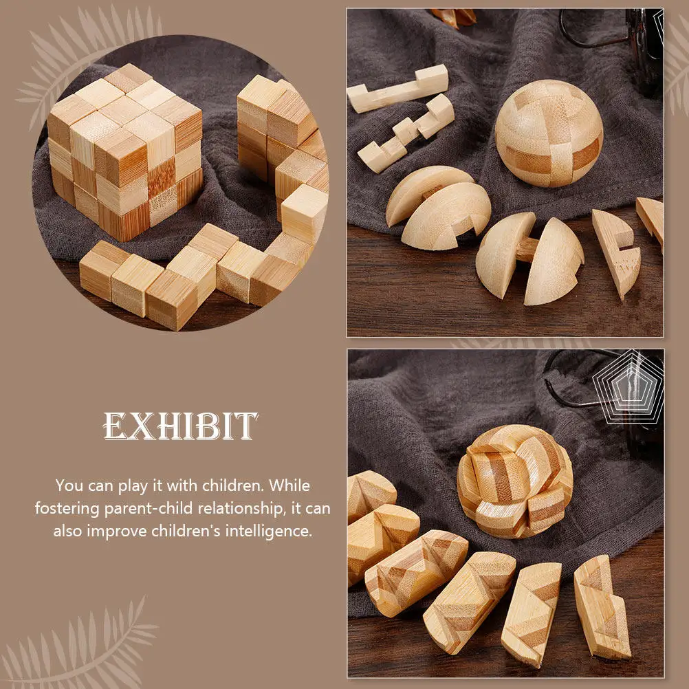 

3Pcs Kongming Lock Educational Puzzle Brain Development Intellectual Game for Children Parent Child Ming Interlock Unlock