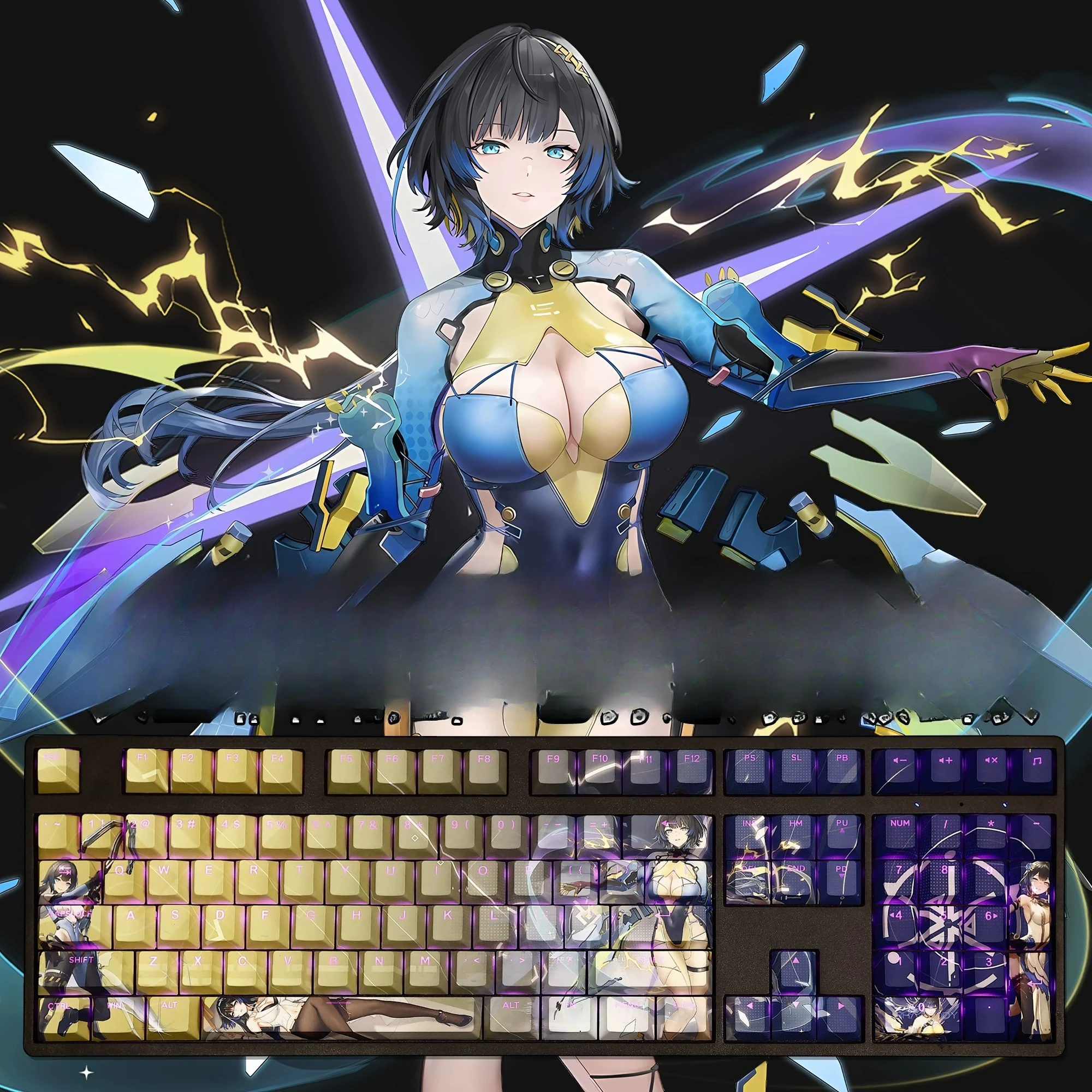

108 Keys Set Rhapsody Snowbreak Cute Sexy Girl PBT Keycaps Cherry Height for MX Switch Mechanical Keyboard Game Custom