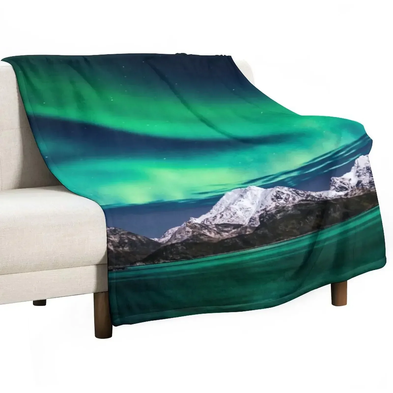 Mountain Northern Lights Throw Blanket Cute Plaid Quilt Comforter Decorative Throw Luxury Brand Retros Blankets