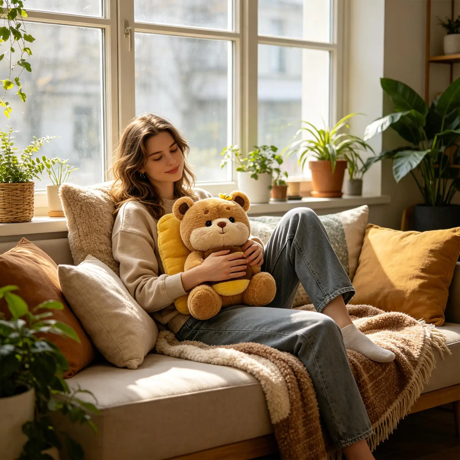 

Stuffed Bear Cute Soft Cartoon Home Decor Comfort Stuffed Animal Plush For Women Men Girls Boys Home Bedroom Living Room Office