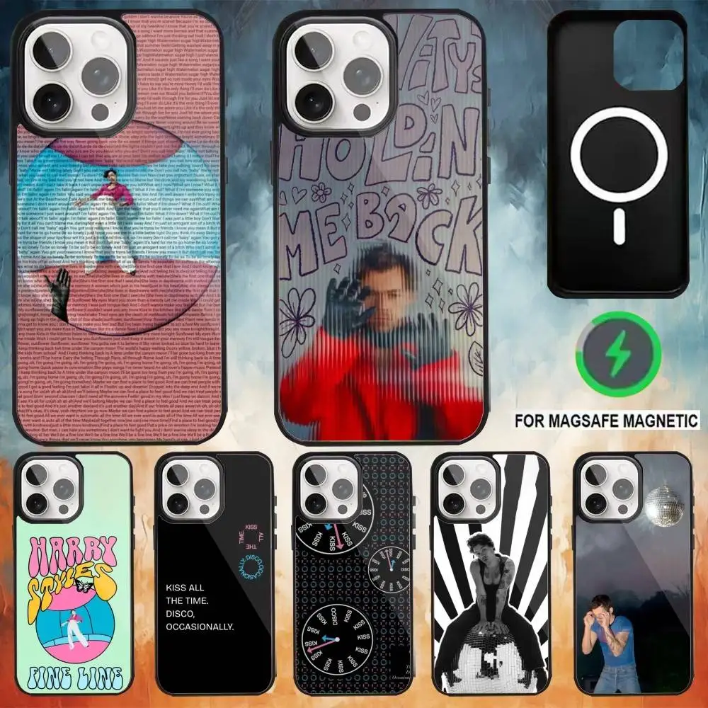

H-Harry Kiss All The Time S-Styles Phone Case For iPhone 17 16 15 14 13 Pro Max Plus for Magsafe Mirror Wireless Magnetic Cover