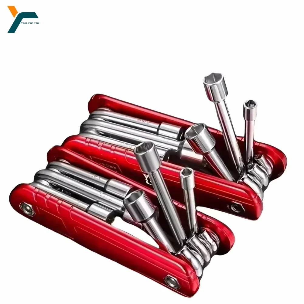 

6 In 1 Hex Socket 5-12mm Folding Wrench Tool Nut Driver Set Portable Sleeve Combos Multifunction Household Repair Tool Kit