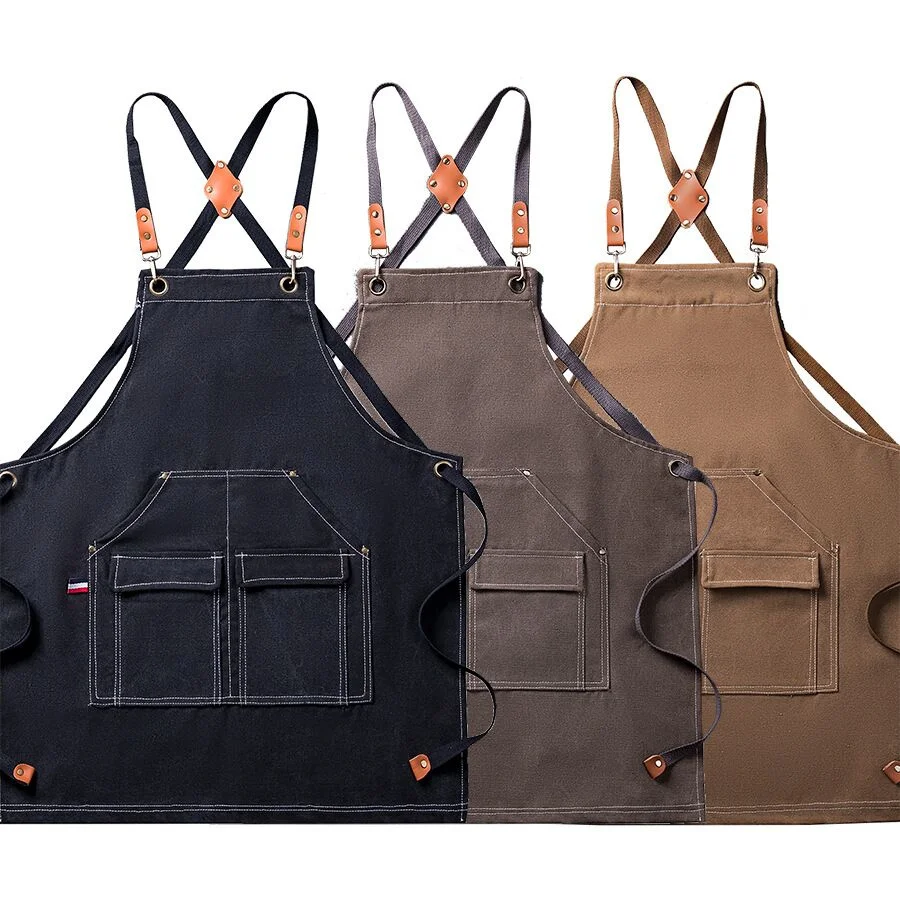 Delantal grueso impermeable para hombre y mujer, delantal de cocina para parrilla, restaurante, trabajo, uniforme de jardinería, moda