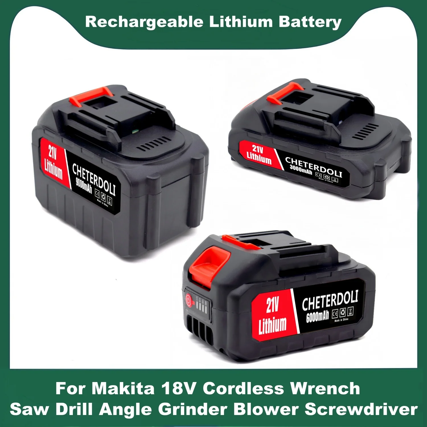 

21V Battery Pack 3000-9000mAh for Makita 18V Power Tools Lithium Ion Replacement LXT BL1850 BL1840 for 18V Screwdriver Tools